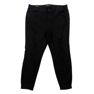 Torrid Sky High Skinny Jeans Plus Size 22T Black High Rise Distressed Dark Denim